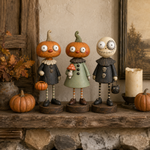 Primitive Pumpkin Friends – Vintage Autumn Figurines Collection